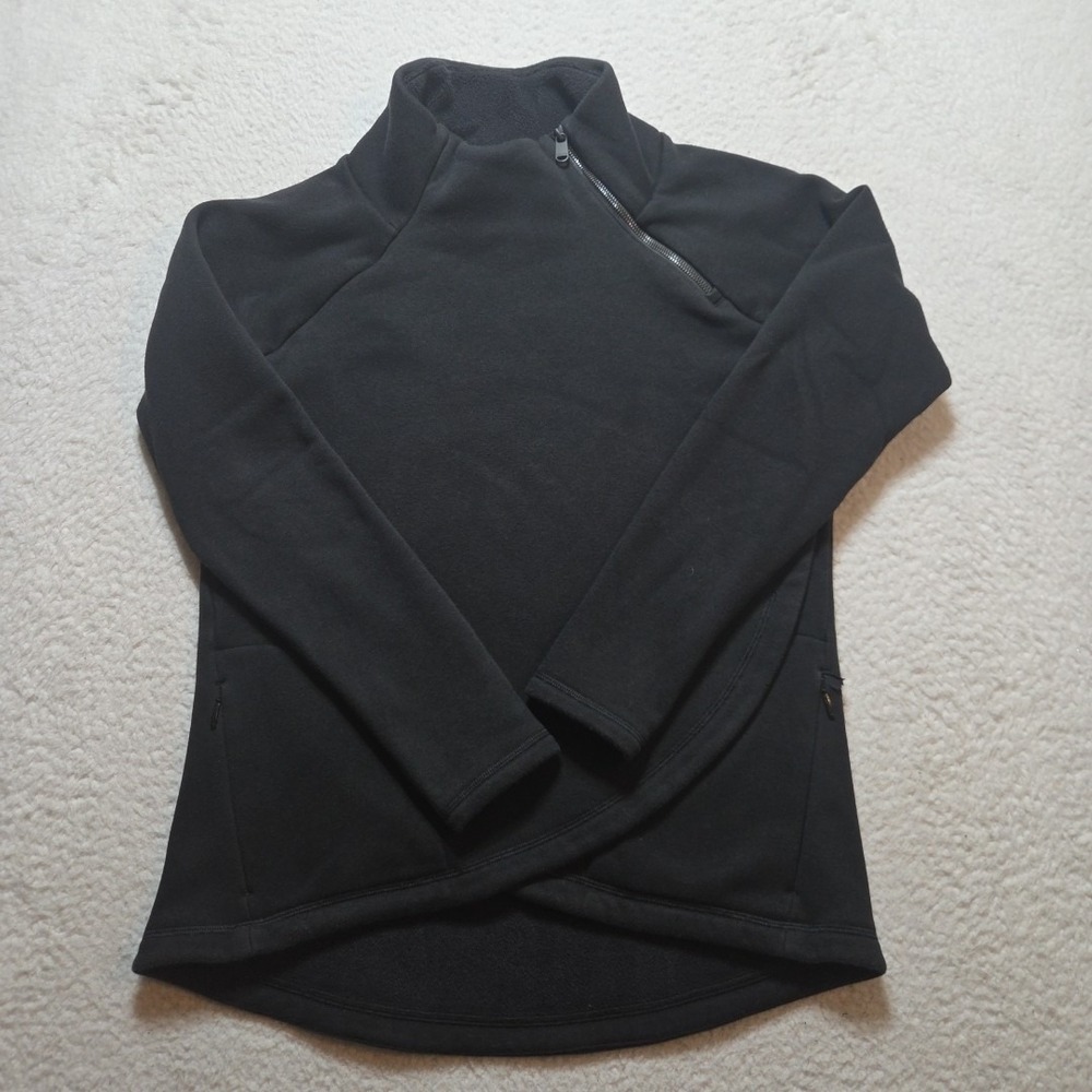 Athleta Cozy Karma Asym Pullover Womens Size Medium Black Sweater Performance